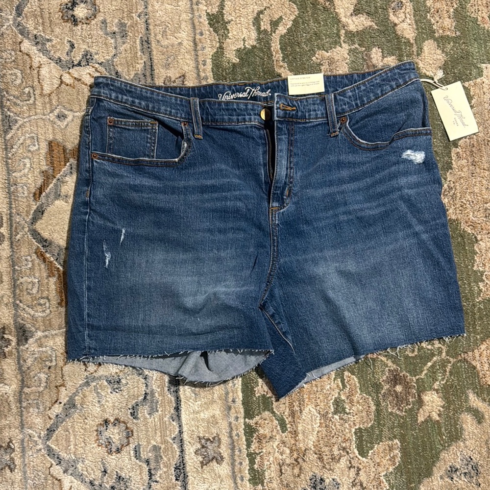 Universal Thread Blue Jean Shorts with Distressing and Fitted Style